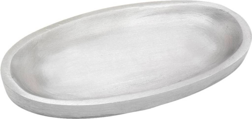 Kerzenteller Oval 12x6cm Aluminium Silber Teller Matt Untertasse Tischdekoration