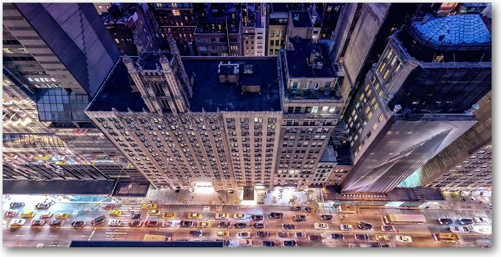 Tulup Leinwandbild - 120x60 cm - Wandkunst - Drucke auf Leinwand - Leinwanddruck - Landschaften - Beige - New York bei Nacht
