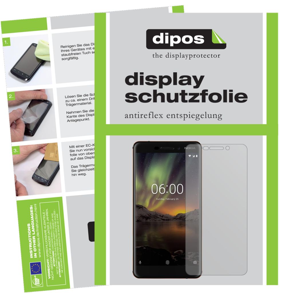 6x Schutzfolie für Nokia 6 (2018) matt Displayschutzfolie Folie Display Schutz