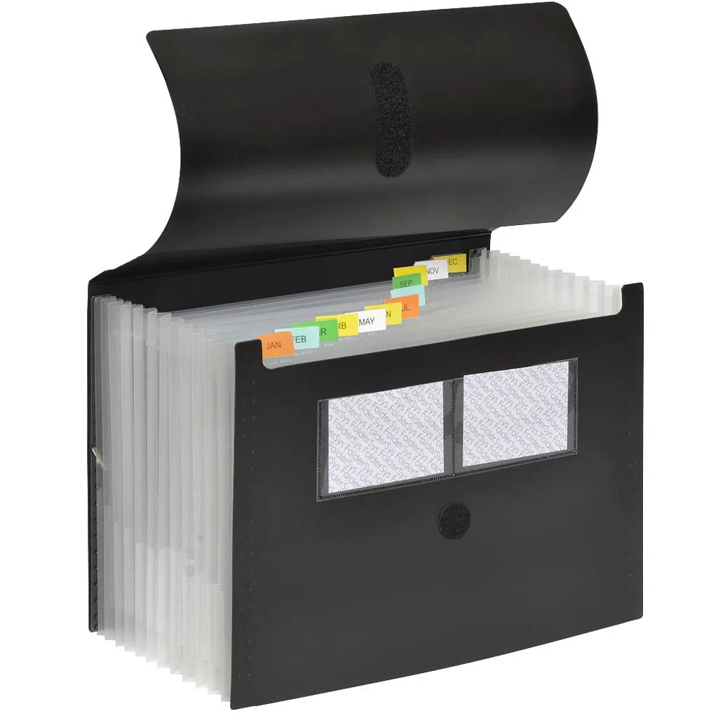 FolderSys 70006-30 Fardes à compartiments extensibles noir en polypropylène