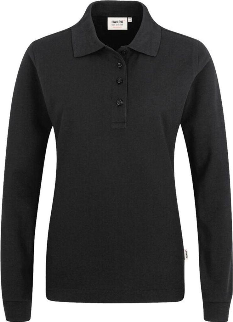 HAKRO Damen Longsleeve-Poloshirt Mikralinar 215, schwarz, 6XL