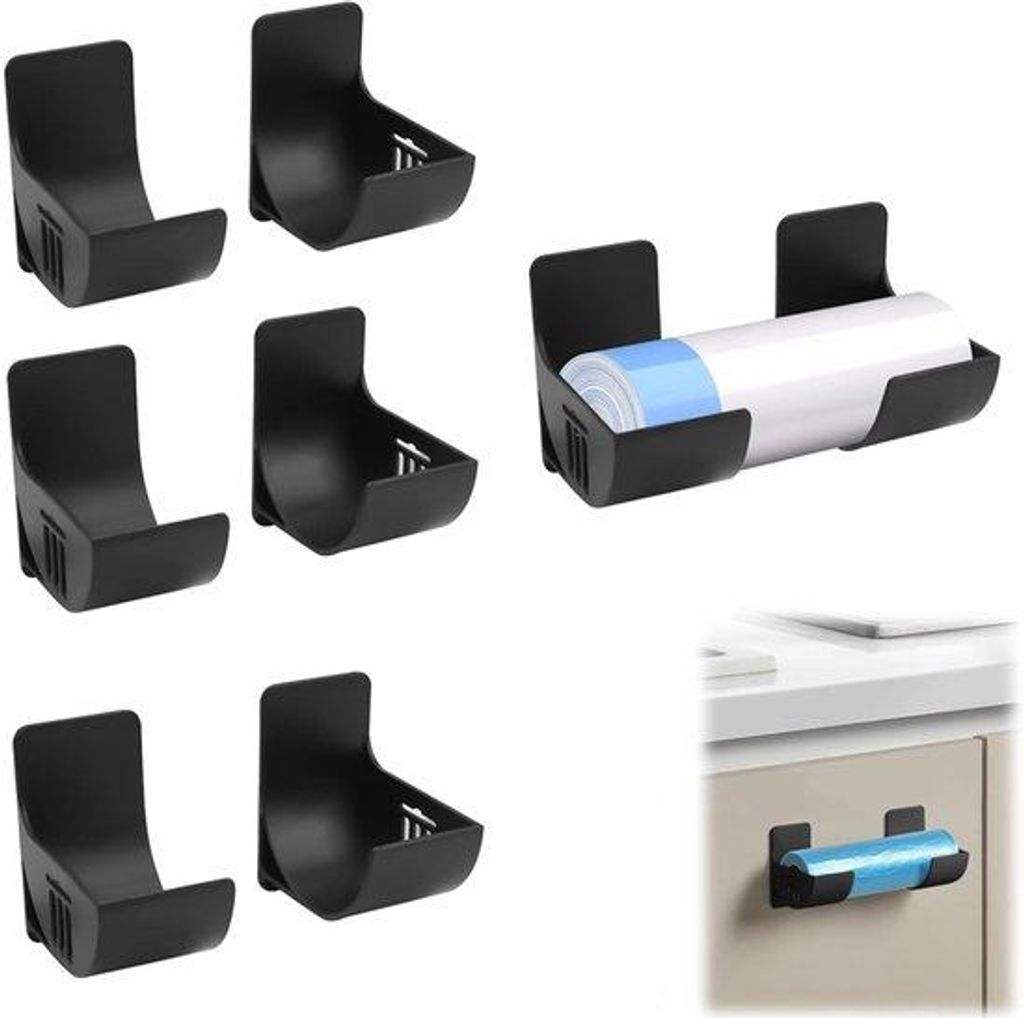 Aluminium-Folie-Halter - 4-Sätze - Selbstklebend - Küchenrolhalter - Für Fettfreies Papier, Verschoudfolie und Aluminiumfolie - Schwarz