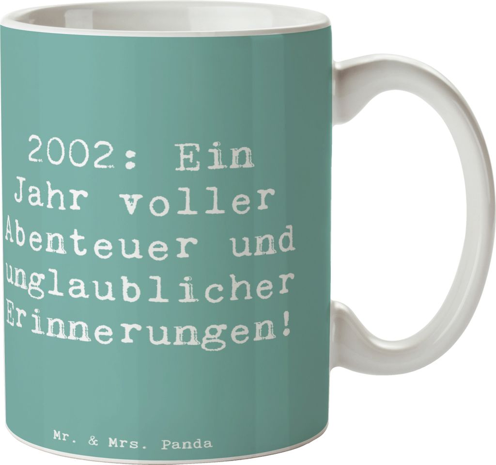Mr. & Mrs. Panda Pott Spruch 2002 Geburtstag Abenteuer - Meeresbrise - Geschenk, Tasse, Happy Birthday, Freude, besondere Geschenke, Kaffeebecher, ...