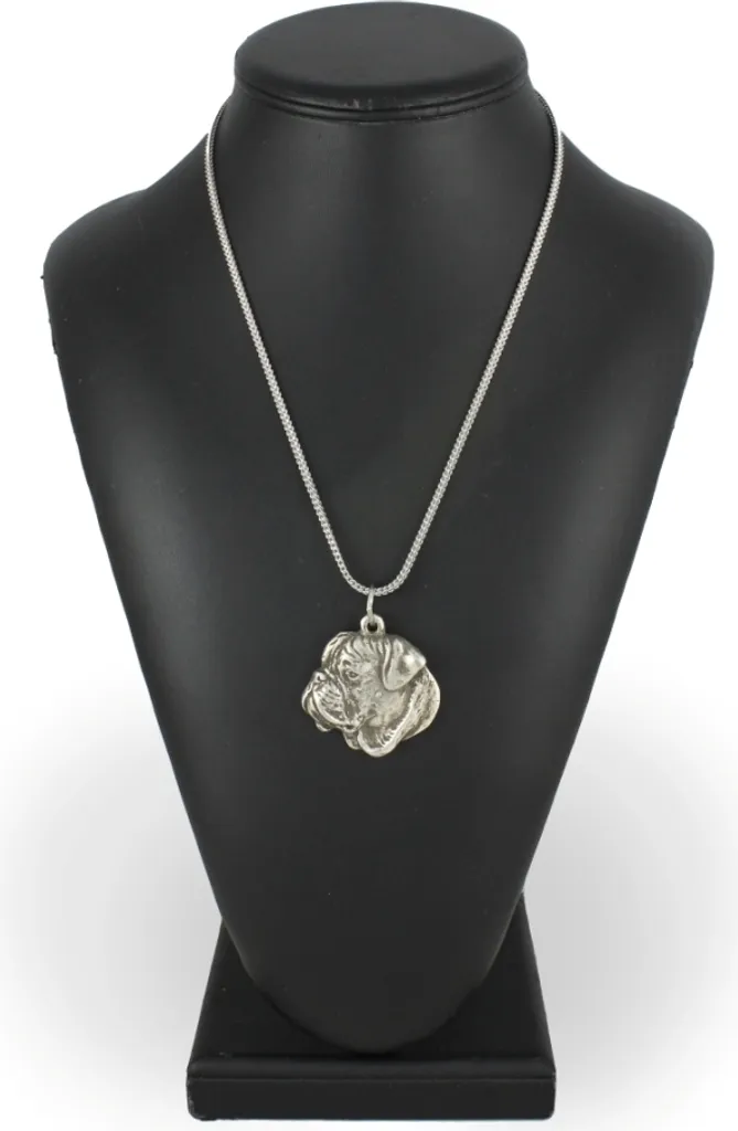 Bulmastif II - collana con cane, ciondolo a forma di cane su catena d'argento, gioielli unici del marchio Art-Dog