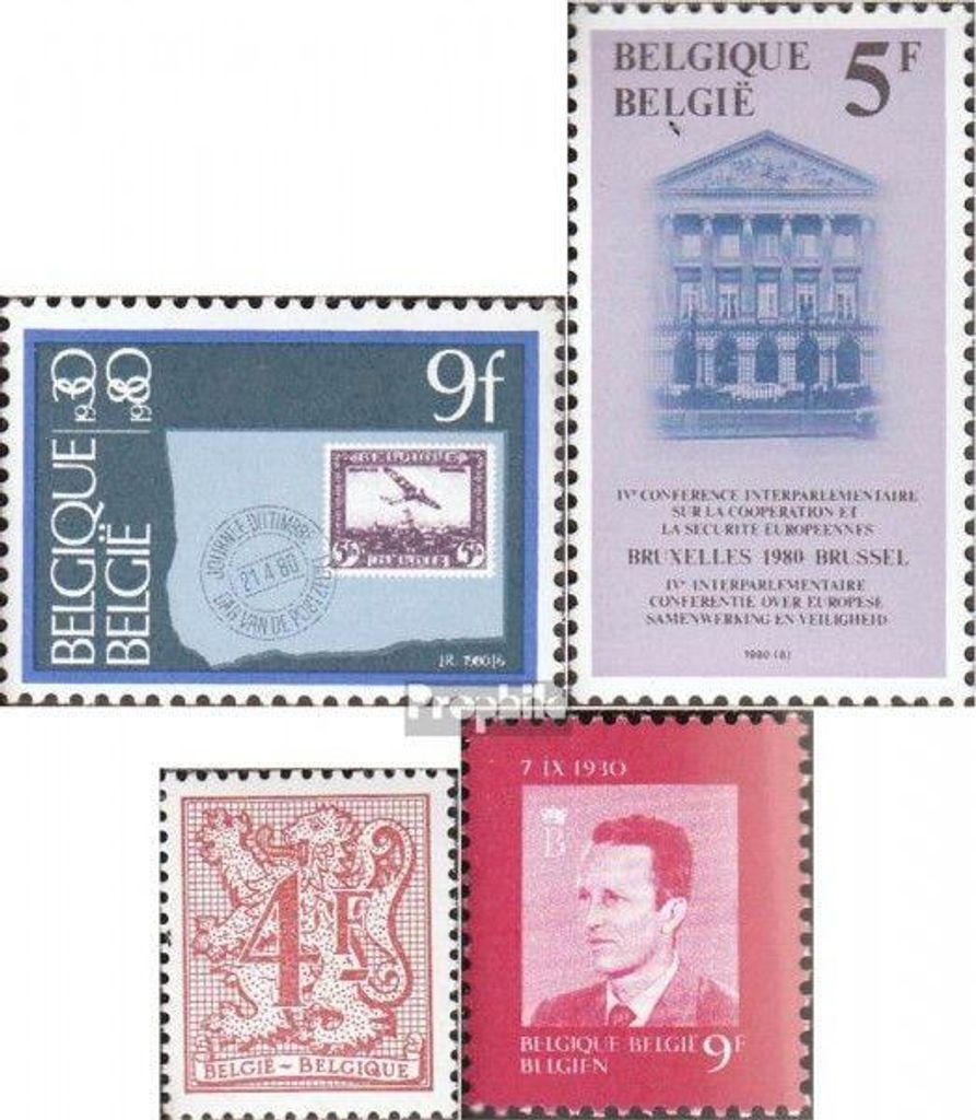 Briefmarken Belgien 1980 Mi 2022,2026,2035,2038 (kompl.Ausg.) postfrisch Tag der Briefmarke