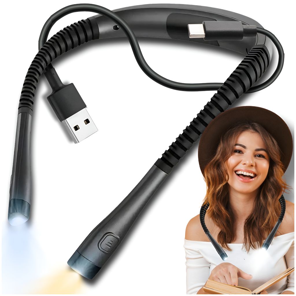 Lampka Do Czytania Książek Szycia Na Szyję Usb Led 3 Barwy Zdjęcie produktu 