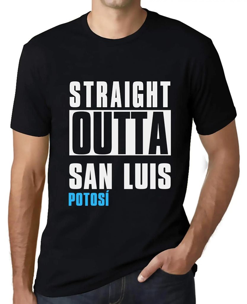 Herren Grafik T-Shirt Straight Outta San Luis Potosí Öko-Verantwortlich Vintage Jahrgang Kurzarm Lustige Druck Geburtstag Geschenk Mann