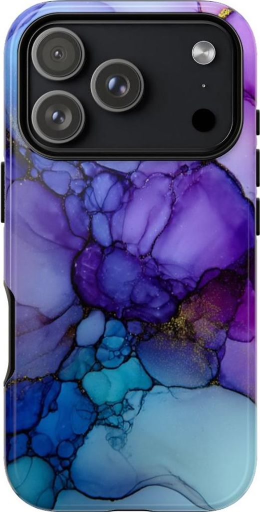 Strahlendes Lila-Blau im Alkohol-Tinten-Design – Hülle Kompatibel mit iPhone 17 Pro