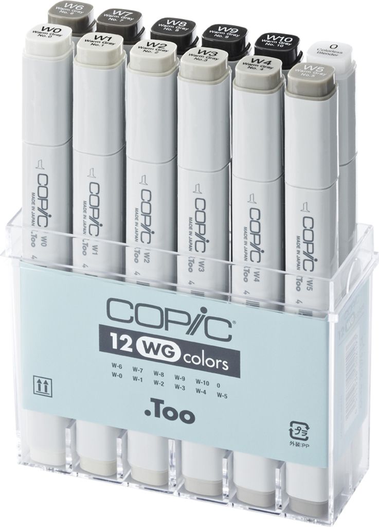 COPIC Profi Marker 12er Grau Set "WG" warme Grautöne