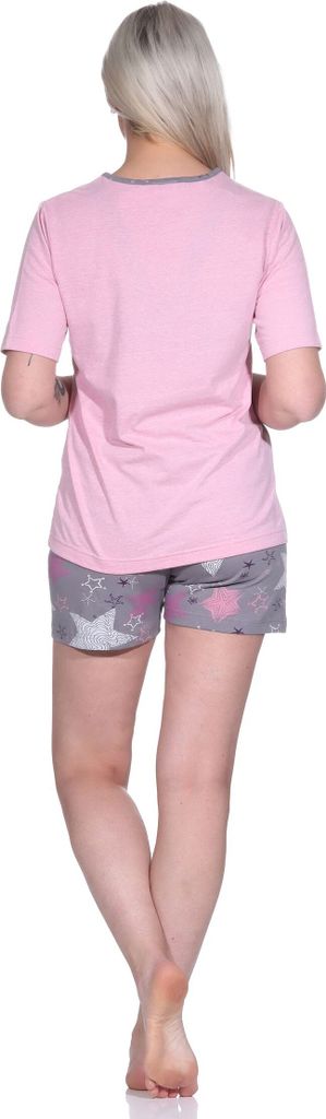 Damen Shorty Pyjama mit kurzen Shorts in toller Sterne-Optik - 123 205 10 783 ; rosa , 36-38