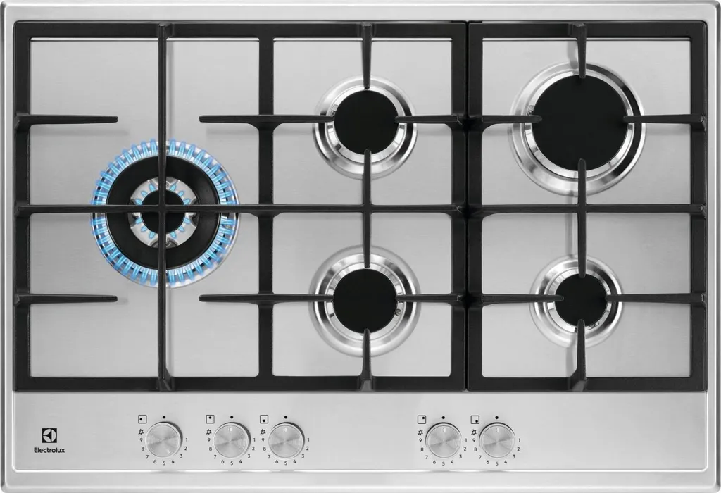 Plaque de Cuisson Gaz 5 Feux Electrolux 75 cm en Acier Inoxydable Inox