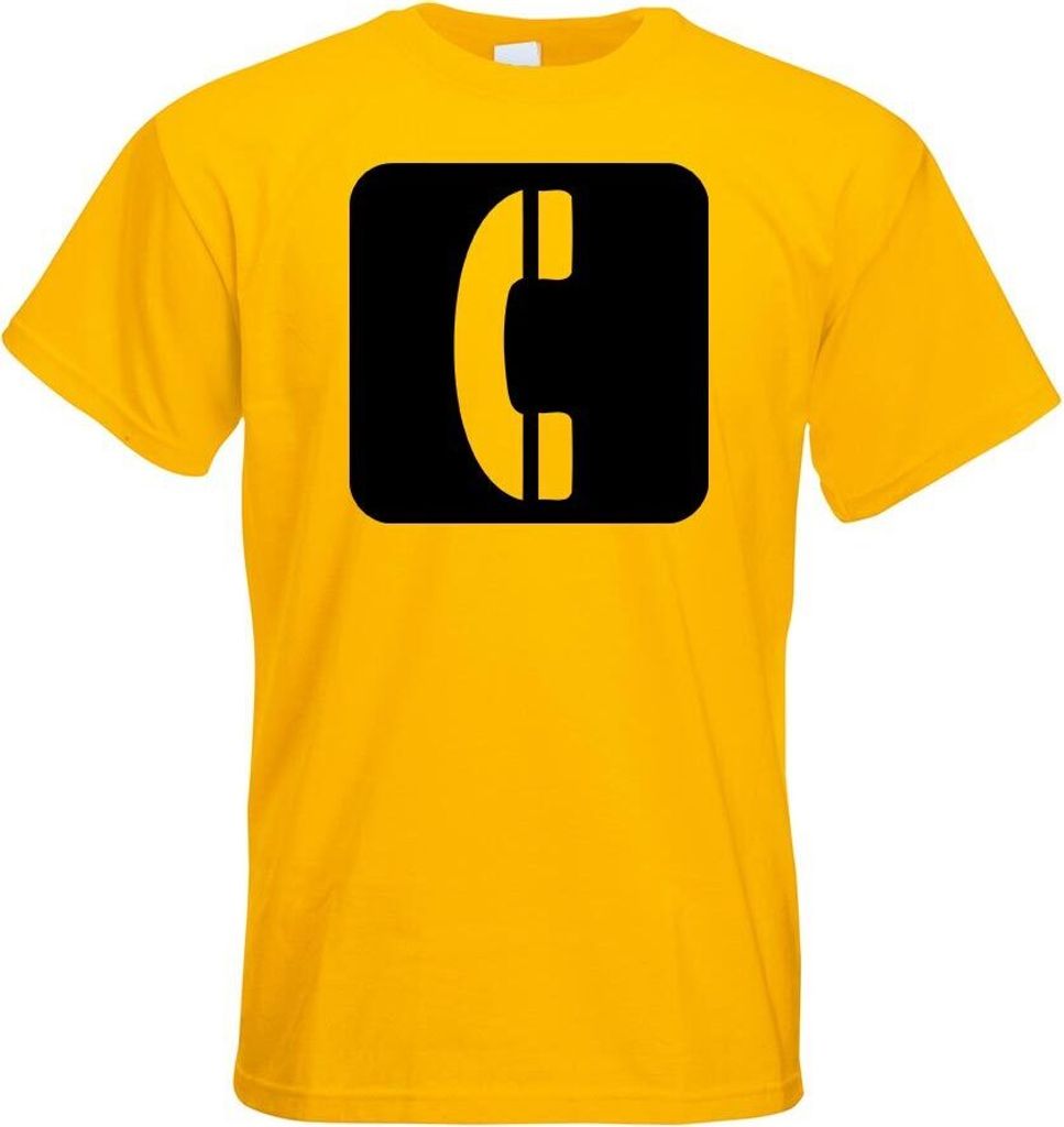 Kiwistar - T-Shirt - gelb - Telefon Kontakt Anruf Piktogramme Herren Funshirt Bedruckt Design Sprüche Spruch Motive - mit Motiv Bedruckt - Funshir...