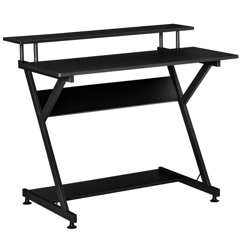 HOMCOM Bureau Gaming 100 cm - Bureau Informatique Noir en Bois et Métal