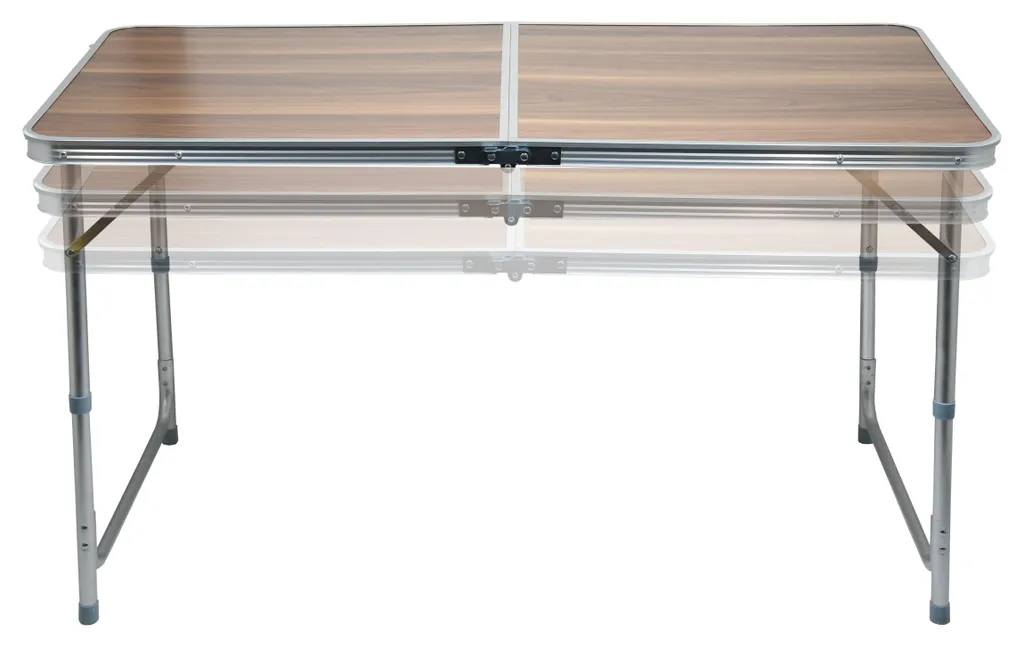 Table de camping pour repas en extérieur pliable et réglable marron - 4