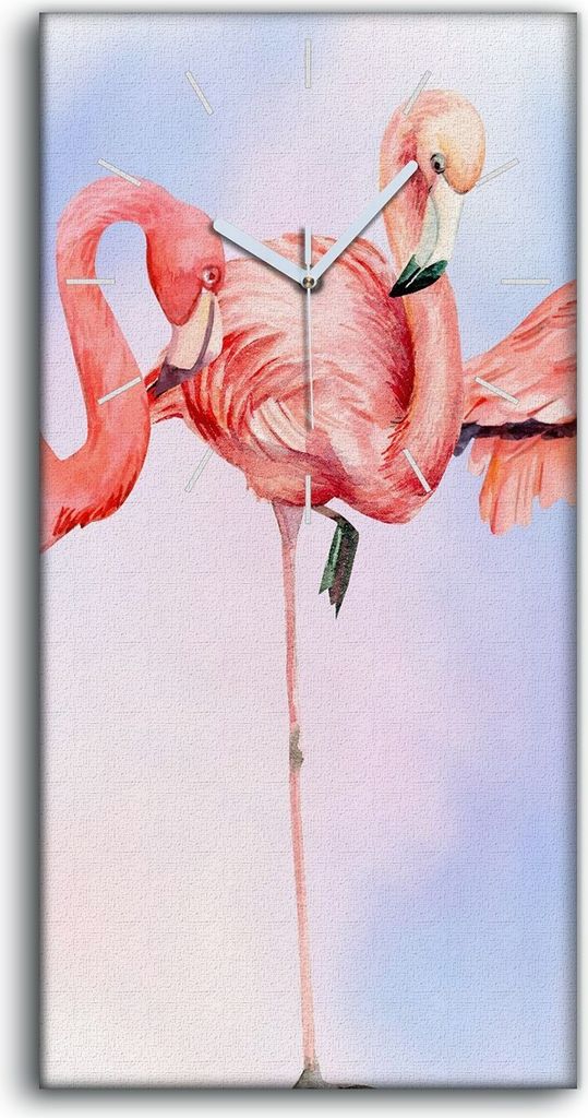 Dekor Leinwand Uhr Wandbilder 30x60 Malerei Tiere Vögel Flamingos Kunst - weiße Hände