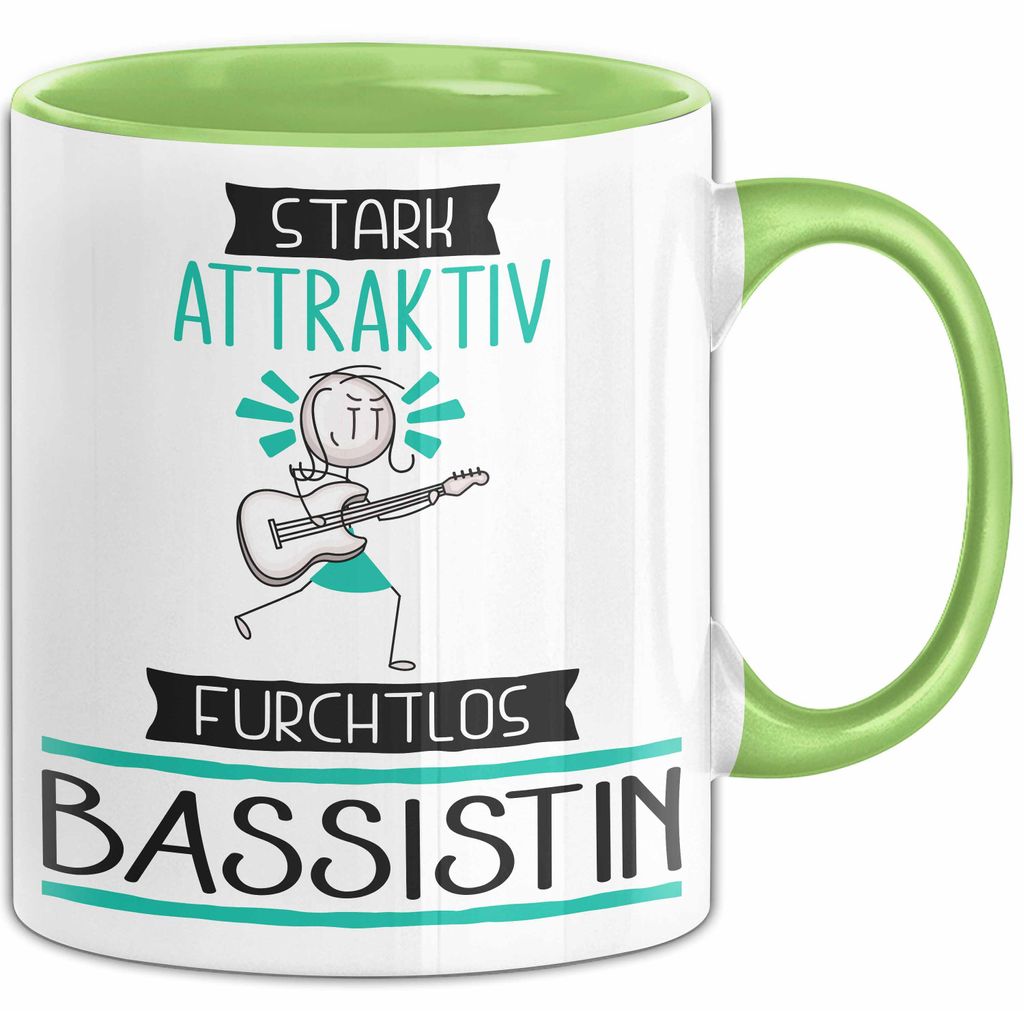 Bassistin Tasse Geschenk Becher Stark Attraktiv Furchtlos Bassistin Lustige Geschenkidee (Grün)