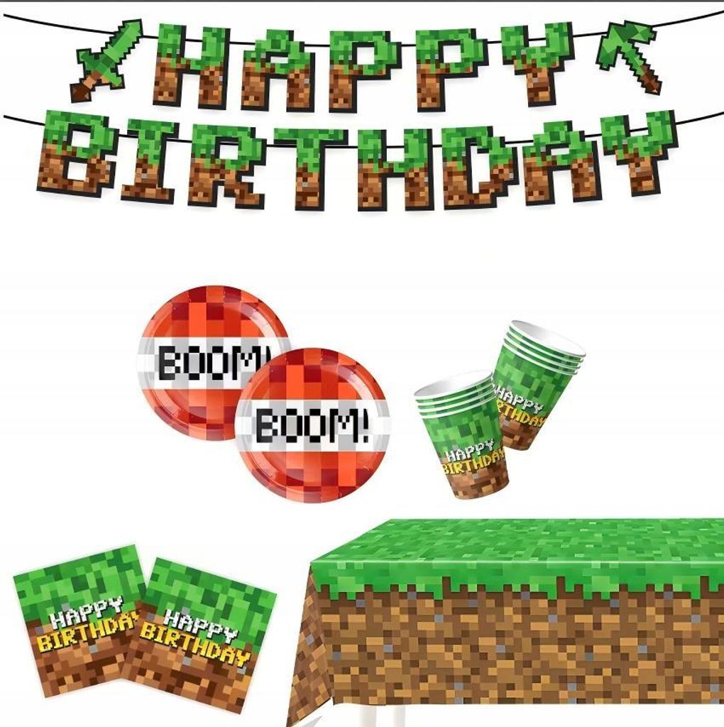 Minecraft Geburtstagsset: Ballons, Becher, Teller, Produktbild 