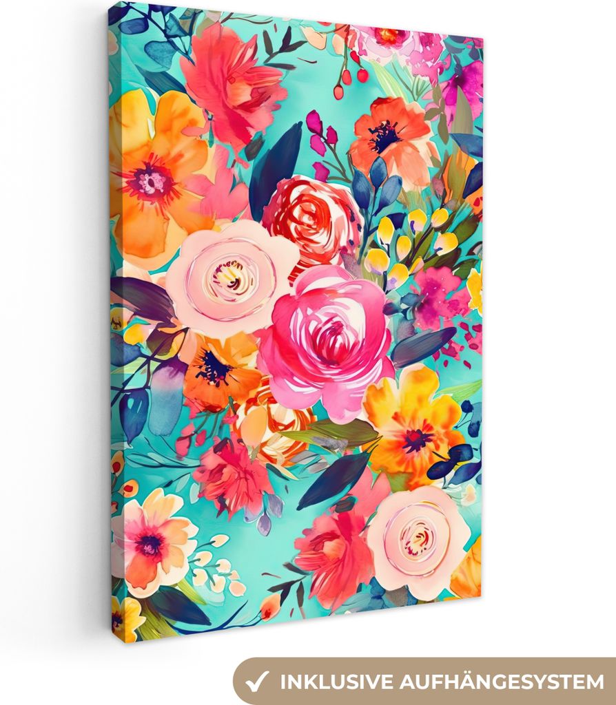 OneMillionCanvasses - Leinwandbilder - 90x140 cm, Blumen - Ölfarben - Natur, Wandbilder Kunstdruck Wanddekoration - Foto auf Leinwand - Gemälde...