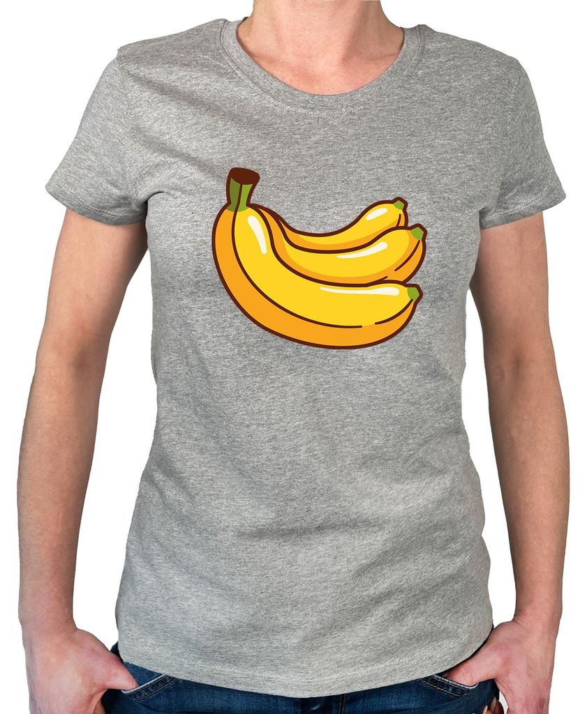 Huuraa Damen T-Shirt Banane Comic XXL Sport Grey Bio Baumwolle Fairtrade Damenshirt Geschenkidee