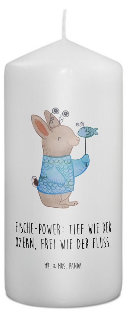 Mr. & Mrs. Panda Kerze Fische Astrologie 15 x 7 cm - Weiß - Geschenk, Wachskerze, Geschenkidee Zum Geburtstag, Fischer, Erinnerungskerze, Sternzei...
