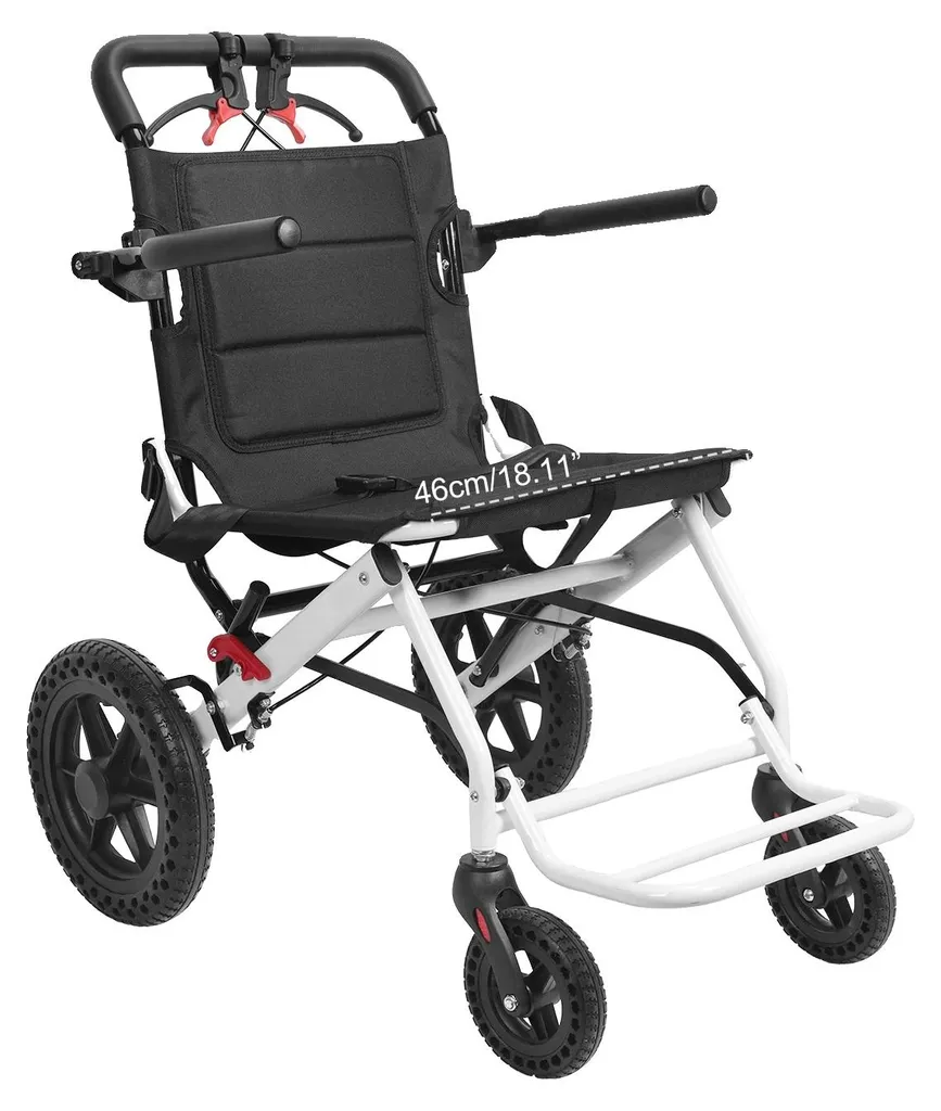Chaise roulante de transfert pliable en aluminium léger de 18 pouces