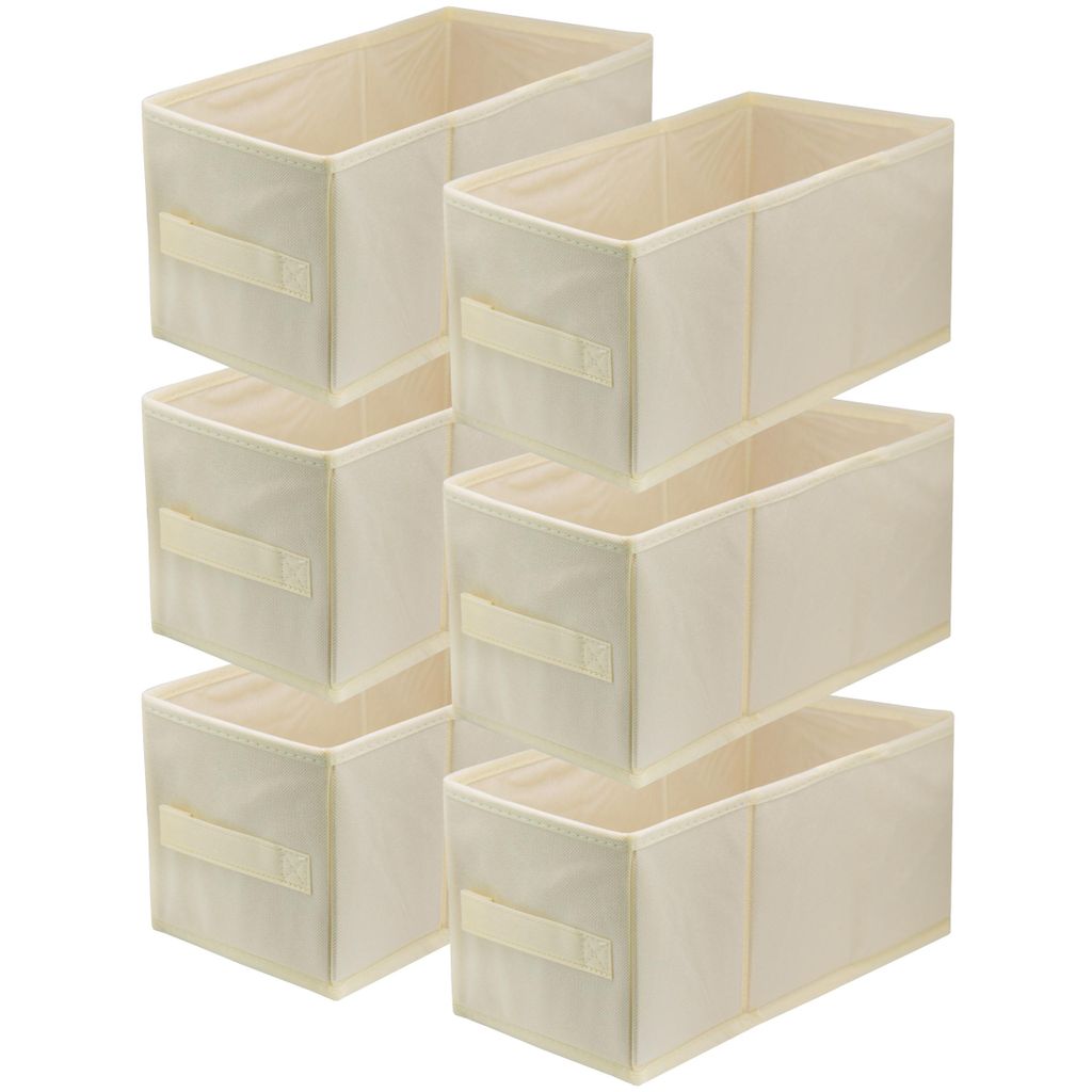 Lavita Storage Box faltbar 15x31x15 cm, Schubladen-Organizer für Kleidung, praktische Aufbewahrung & Ordnung, Creme, 6 stück