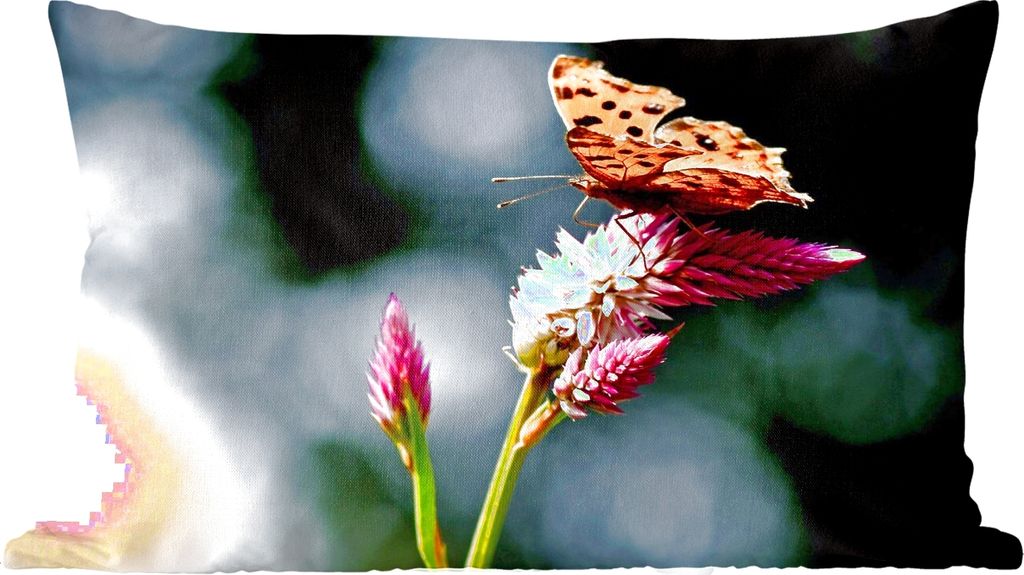 MuchoWow Zierkissen Sofakissen Wohnzimmer Dekokissen 60x40 cm Schmetterling - Blumen - Insekten - Kopfkissen - Polster mit Foto