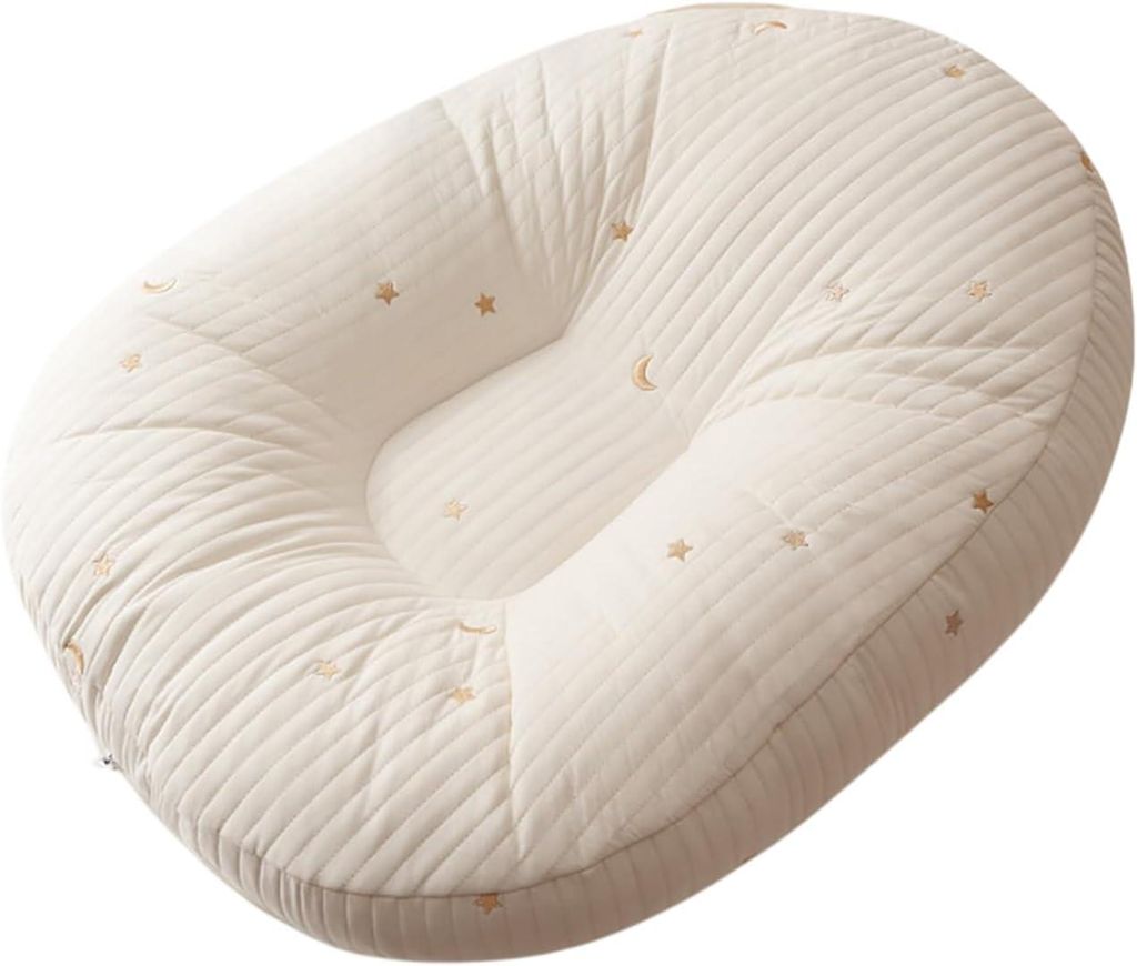 Großes, tragbares Liegen-Bodenkissen 45 x 30 x 14 cm, weicher, hellgrauer Baumwollbezug