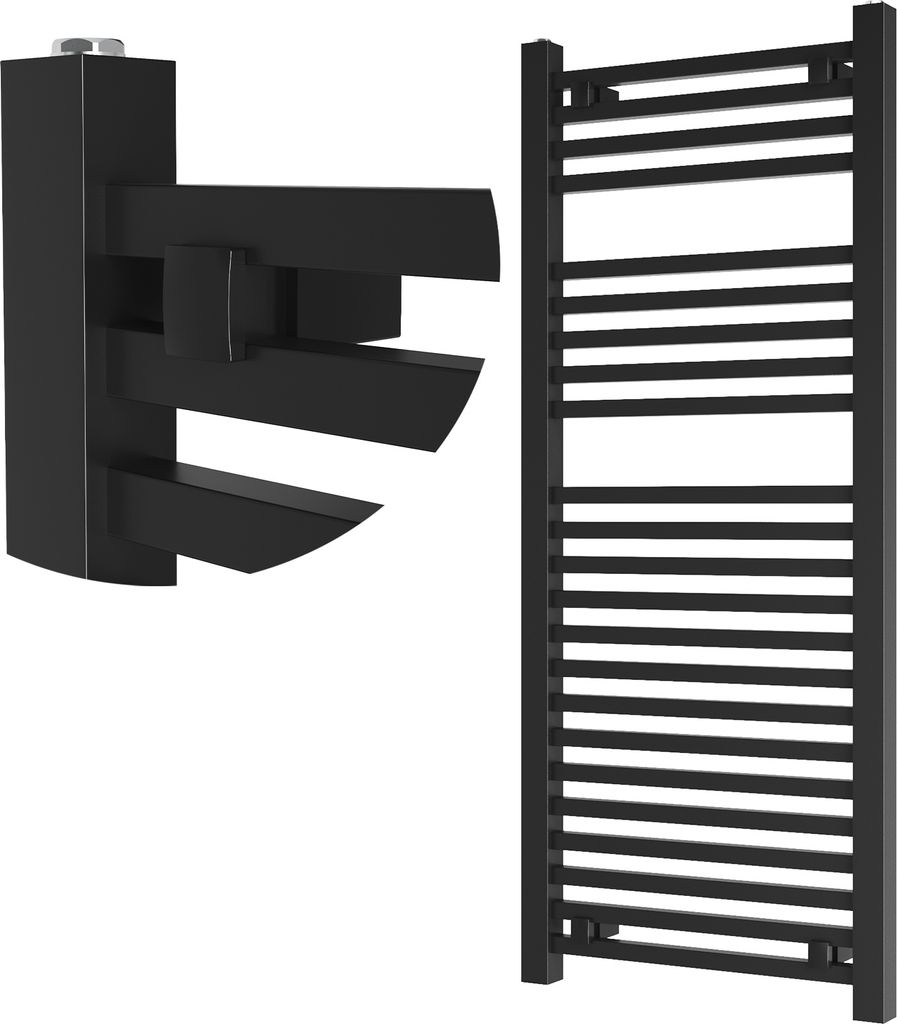 Granitan | Badezimmerheizkörper BERGEN - 120x50 cm - Schwarz - Modernes Design - Handtuchwärmer