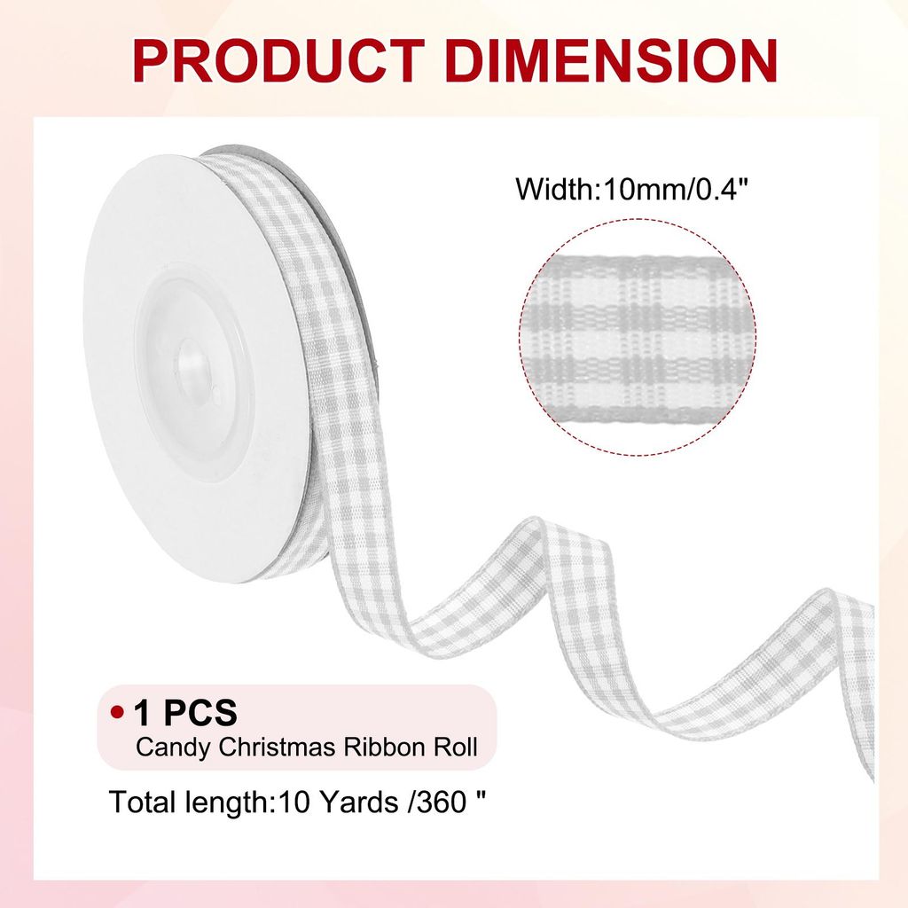 10 Yards x 0.4" Karo-Band, Grau und Wei? Gingham-Band Geschenkverpackungsband fš¹r Thanksgiving-Bow Wreath Craft Geburtstag Hochzeit
