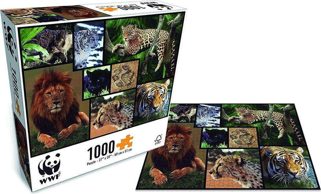WWF Puzzle Wildkatzen (1000 Teile) Puzzel Großatzen Raubtiere Löwe Tiger Tierschutz