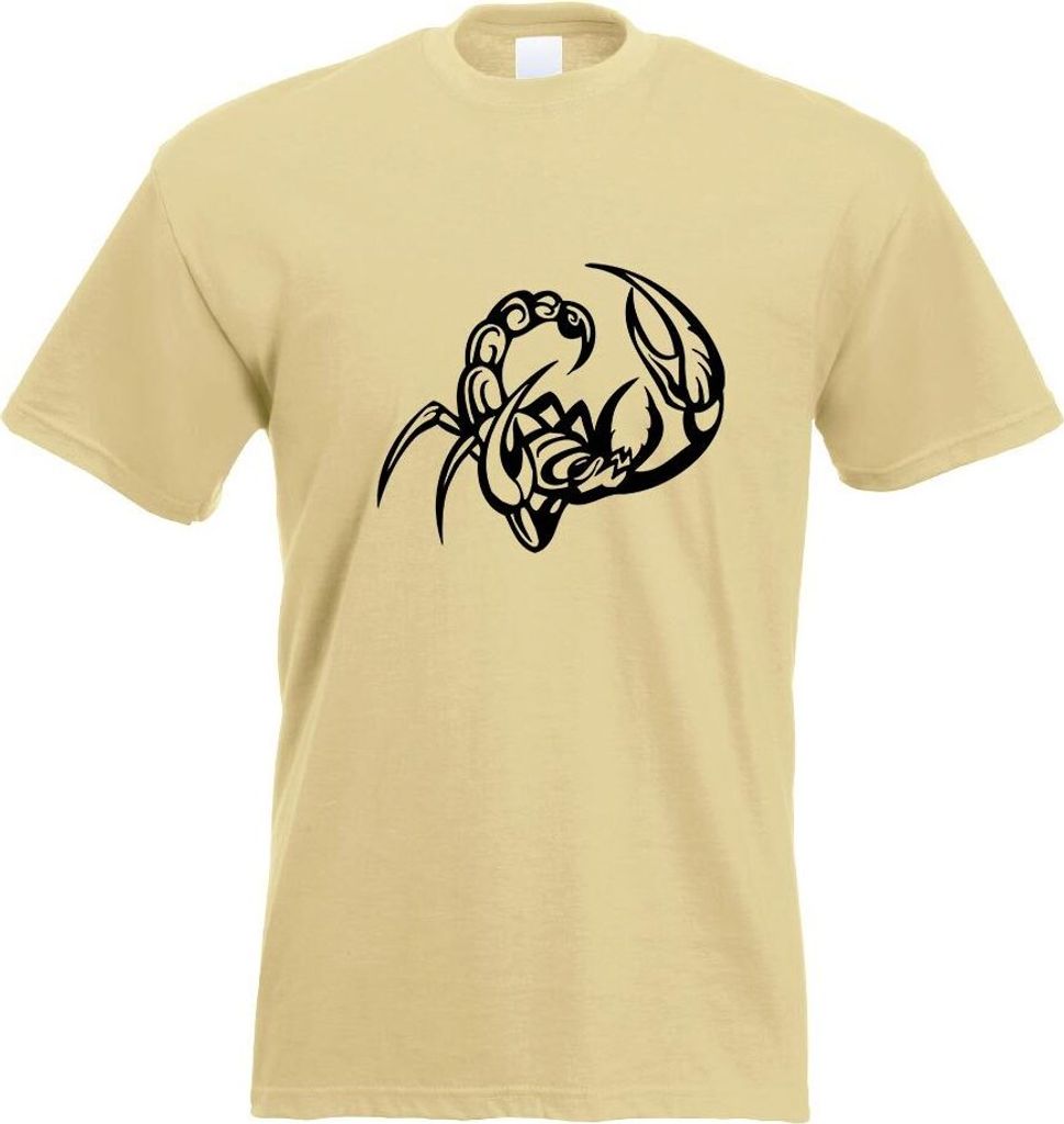 Kiwistar - T-Shirt - Khaki - Skopion Motiv Bedruckt Funshirt Design Print - mit Motiv Bedruckt - Funshirt Design - Sport - Freizeit - Herren - L