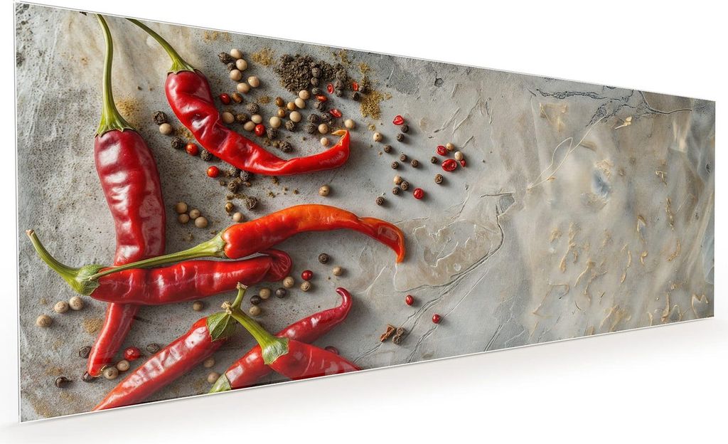 Küchenrückwand Spritzschutz Glas mit Motiv Chili Schoten 40 x 40 cm