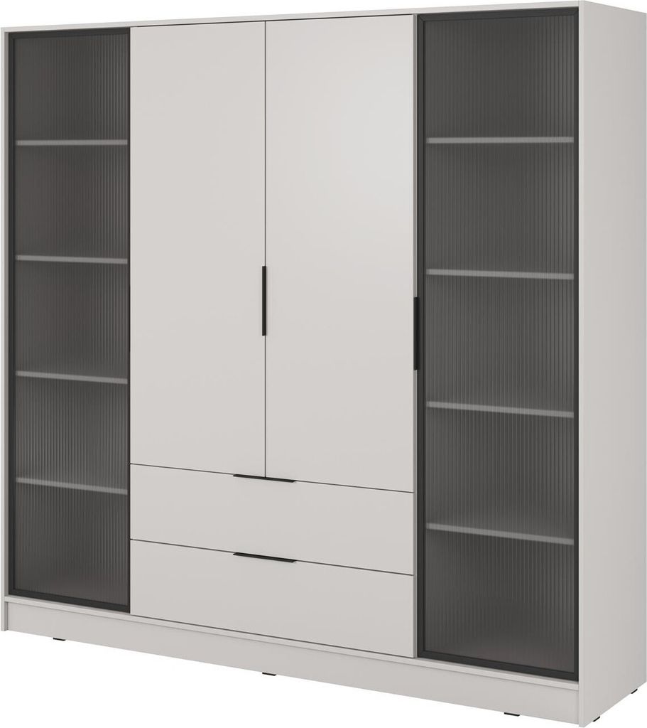 BETTSO Moderner gläserner LYKE Schrank für das Wohnzimmer Beige