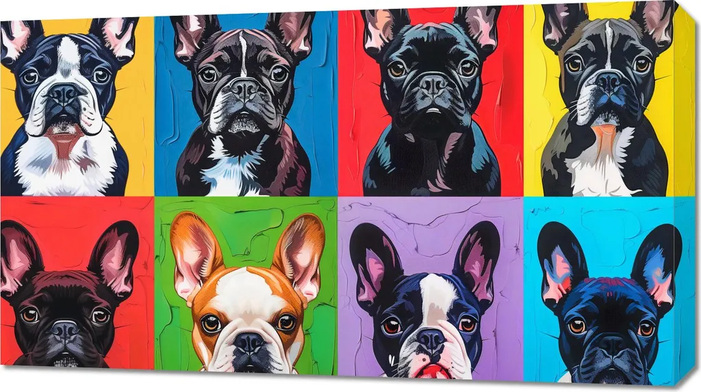 Quadro 90x50cm Bulldog francesi