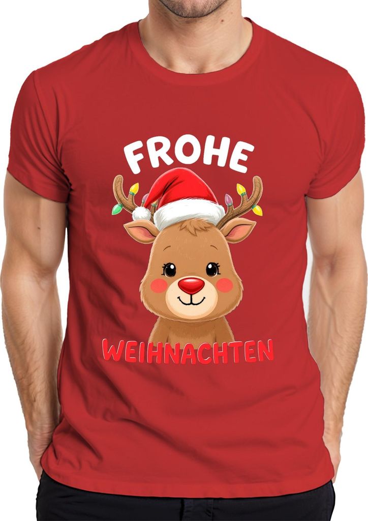 Frohe Weihnachten Weihnachtsgeschenk Rentier niedlich Rudolph Herren T-Shirt, Rot, 3XL
