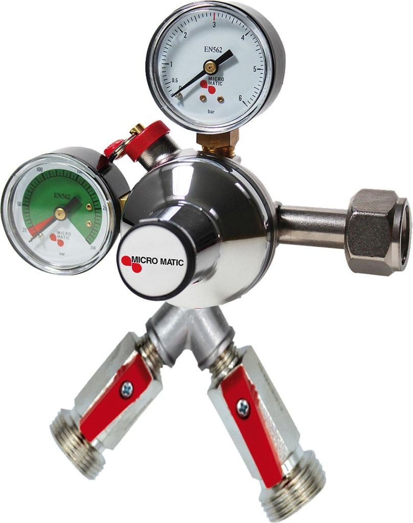 Druckminderer, Druckregler, Druckreduzierventil - CO2, Premium Micro Matic, 2-leitig