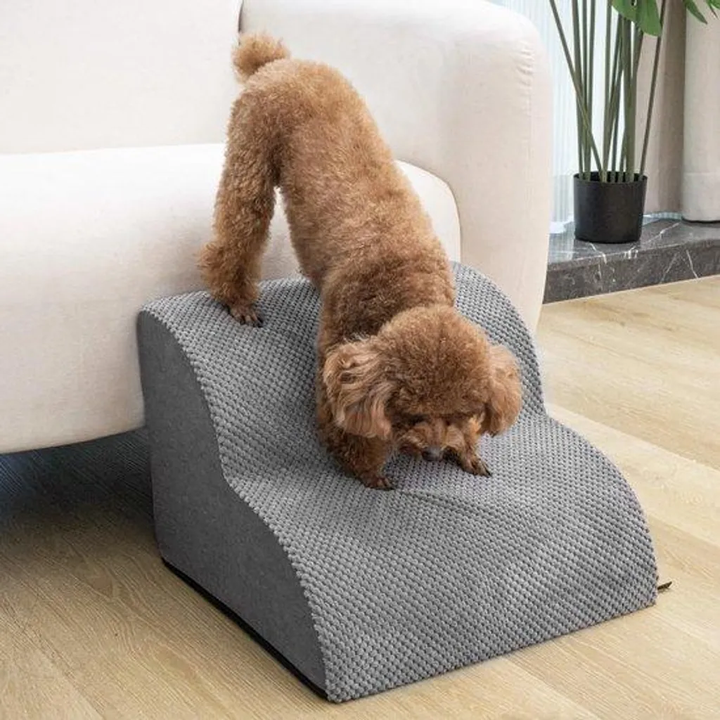 Escalier chien gris 30cm avec surface antidérapante sécurisée