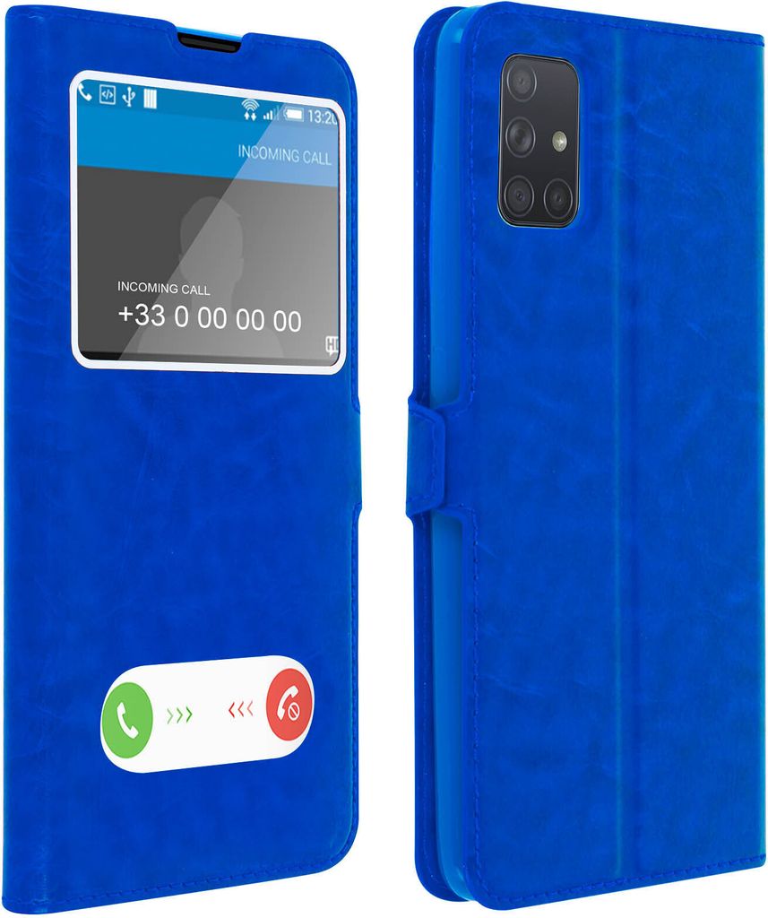 Samsung Galaxy A71 Flip Cover Doppelfenster & Standfunktion – Blau