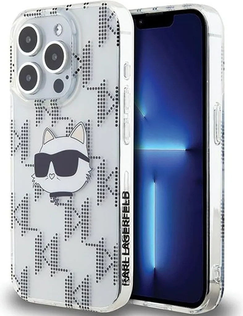 Karl Lagerfeld Klhcp15Lhklpcht Custodia rigida trasparente per Iphone 15 Pro 6.1 Iml Testa di Choupette e Monogramma