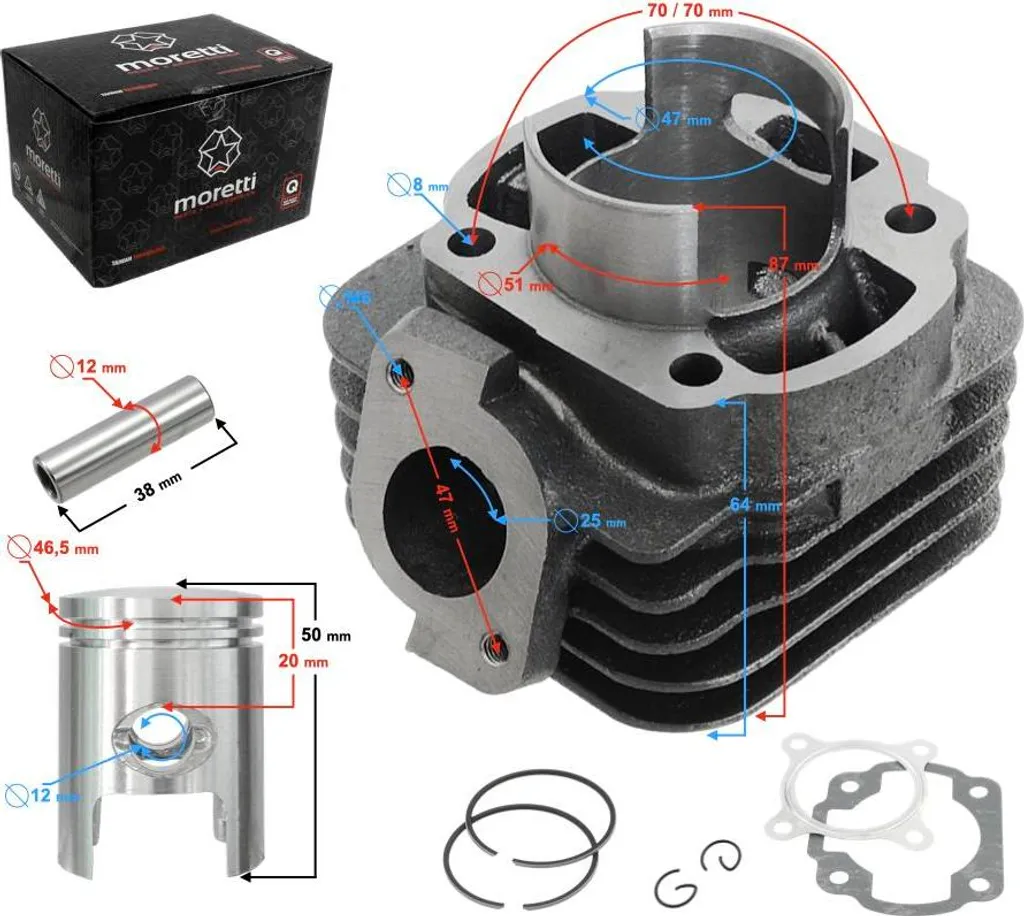 Kit Tuning 70cc Moretti Scooter 2T 1PE40QMB 47mm Pin 12mm - Racing