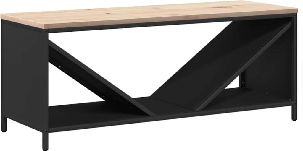 Brennholzregal mit Holzplatte Schwarz 100,5x35,5x40 cm