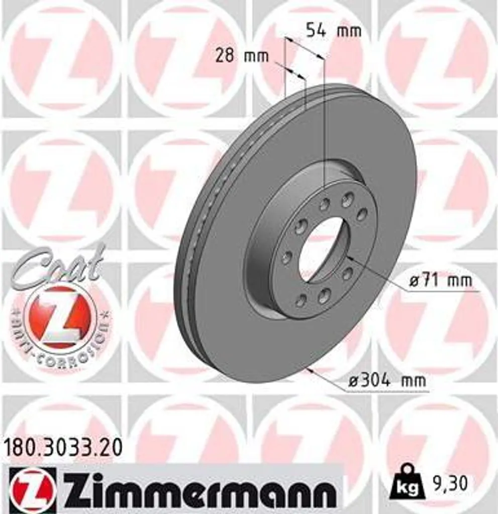 Disque de frein haute teneur en carbone 180.3033.20 pour Toyota Proace