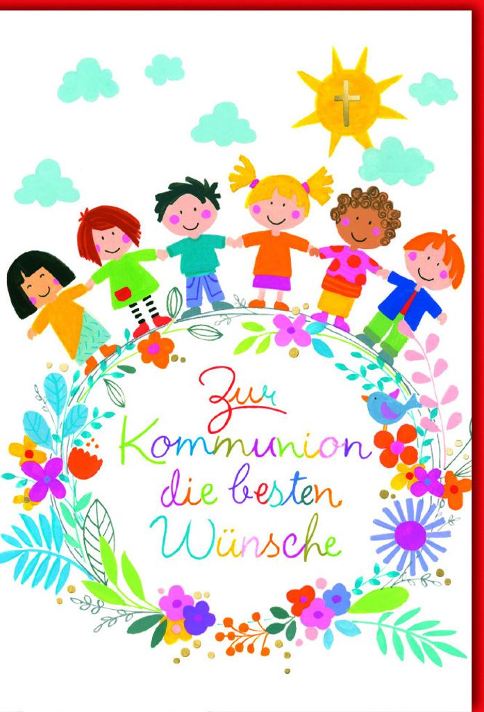 Kommunion - Karte mit Umschlag - Blumenkranz