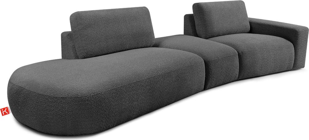 KONSIMO ZUCCO 4-Sitzer, Big-Sofa 3 Teile, hergestellt in der EU, organische Form, modern, modulares Sofa, Bouclé-Stoff