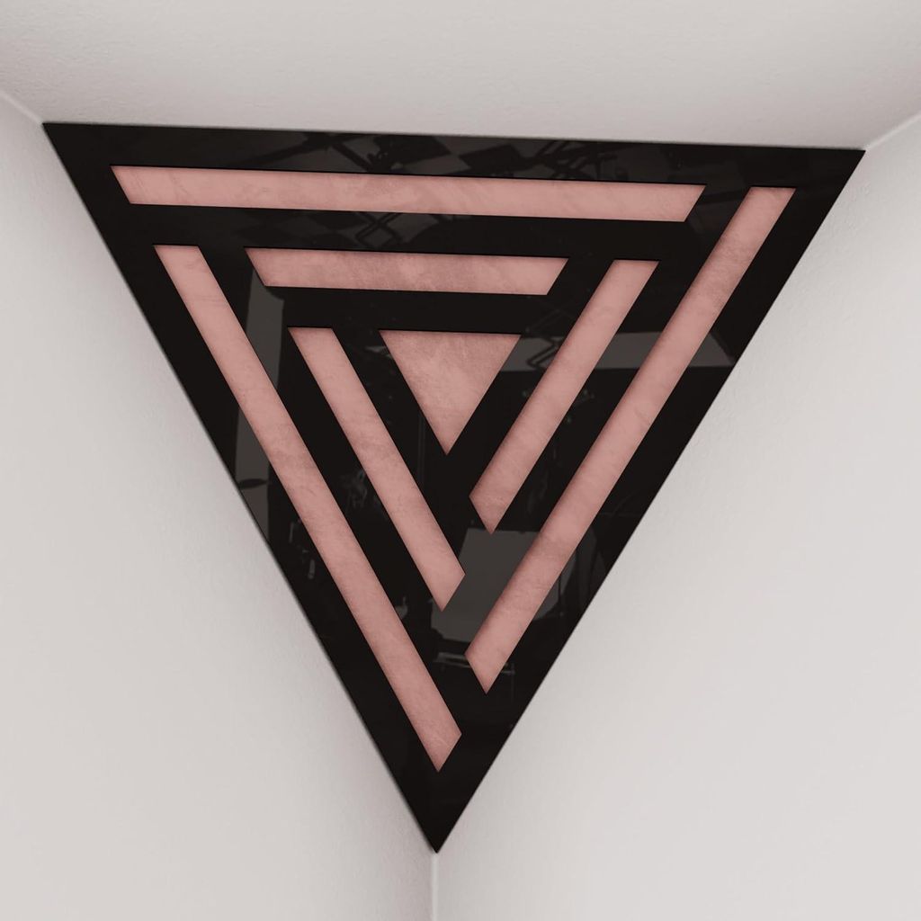 2er-Pack – Deckenecken-Bassfalle "Triangle-F" | Pyramidenförmiger Akustikschaum mit laminierter HDF-Platte und Stoff [SCIFI -Schwarzer Kunststof...