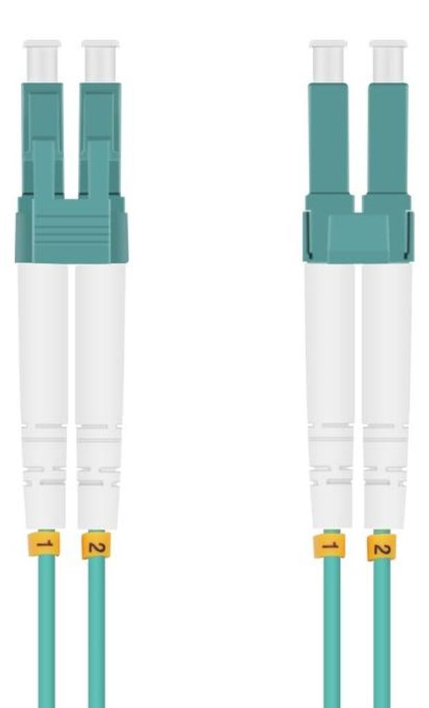 helos LWL Patchkabel OM3 Duplex 3,0mm LC-LC 50/125μm aqua 2m LSZH