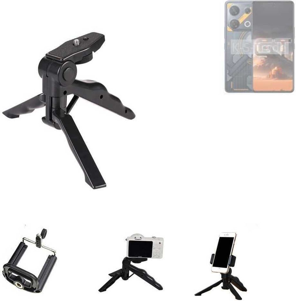 K-S-Trade Stativ Tisch-Ständer Dreibein Handy-Stativ Ständer kompatibel mit Infinix GT 10 Pro Mini-Stativ Smartphone Tripod Handy-Stativ aus Plastik