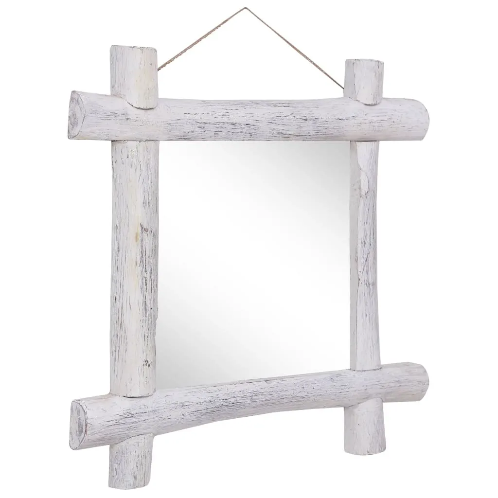Miroir de salon 70x70 cm blanc en bois massif pour agrandir l'espace