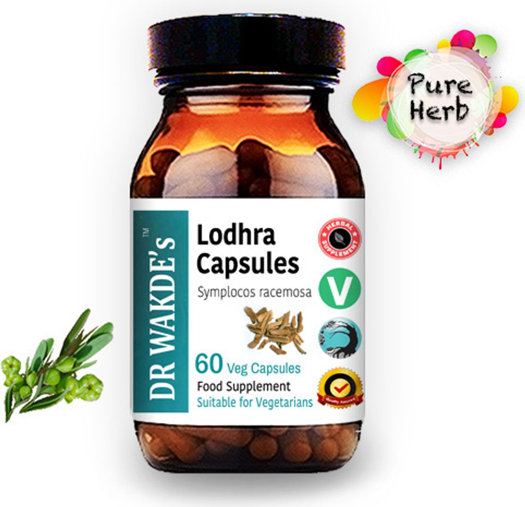 DR WAKDE'S Lodhra Kapseln (Symplocos racemosa) | 60 Vegi Caps | Ayurveda-Supplement | Vegan | 100% Kruter | Mengenrabatte | Am selben Tag Versand